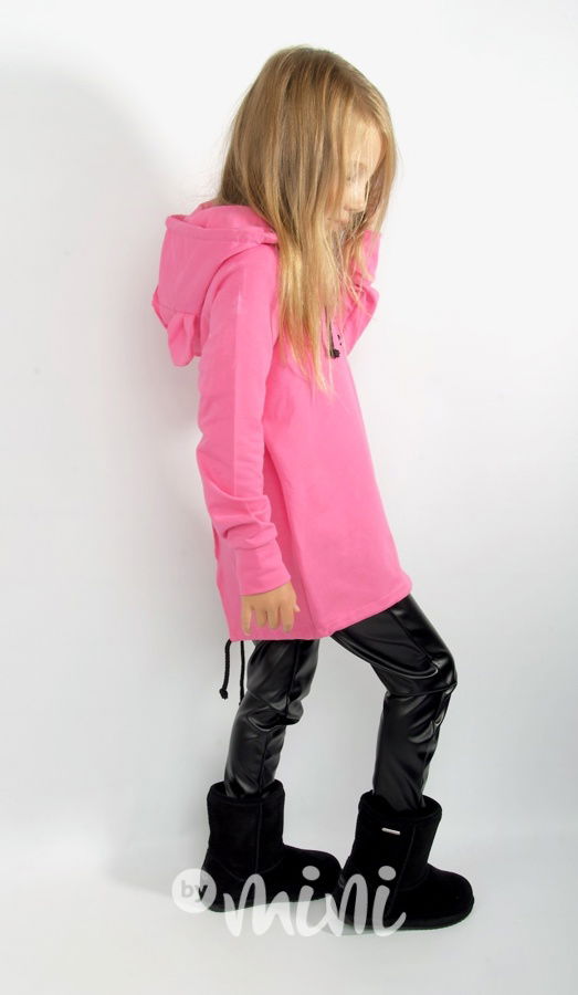 *HIT* Long dětská mikina ouška - růžová