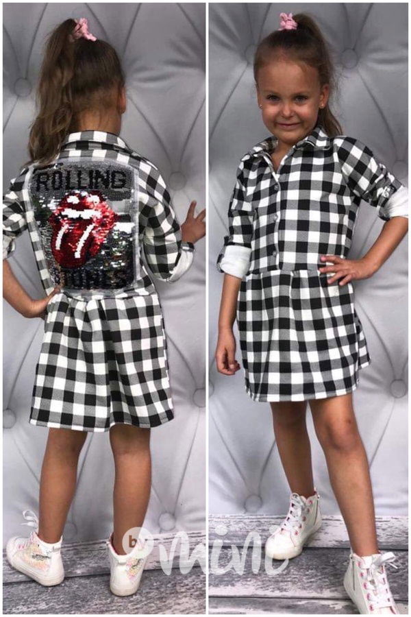 Rolling Stones white karo vyteplené šaty