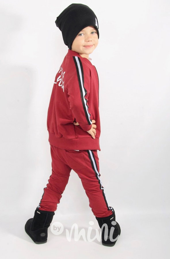 Super synek lampas set bordo - mikina + baggy