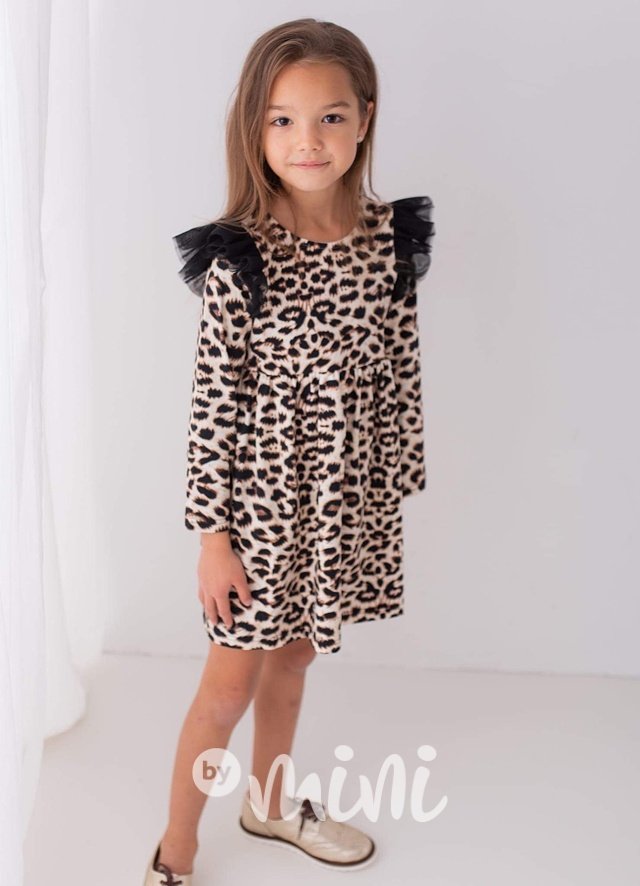 Romantic dívčí šaty - leopard