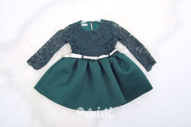 Nádherné dívčí dětské šaty tmavě zelené