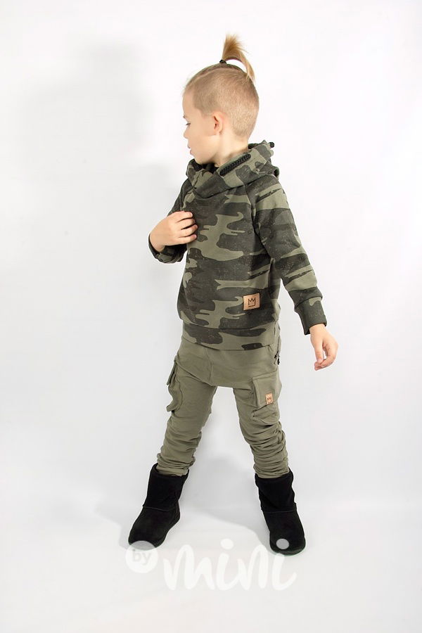 Zateplené khaki chlapecké baggy kapsáče zip