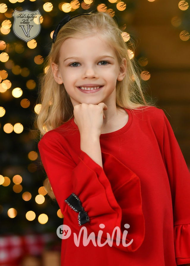 Červené sváteční šaty - máma a dcera