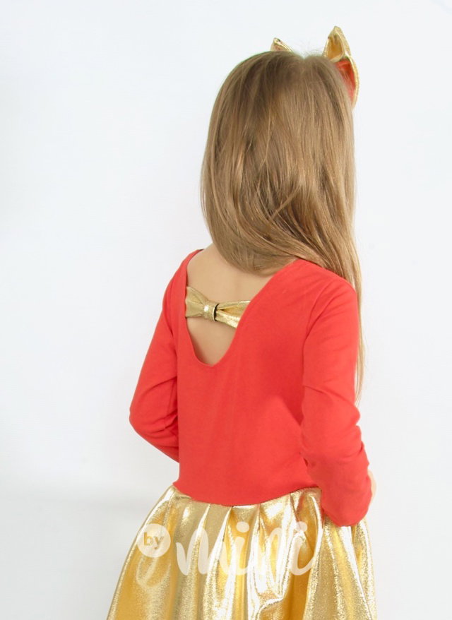 Gold ballerina šaty s čelenkou - červené