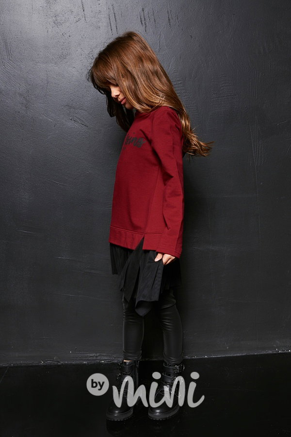 *Premium* Hearts hoodie dress burgund - dívčí vínová mikina