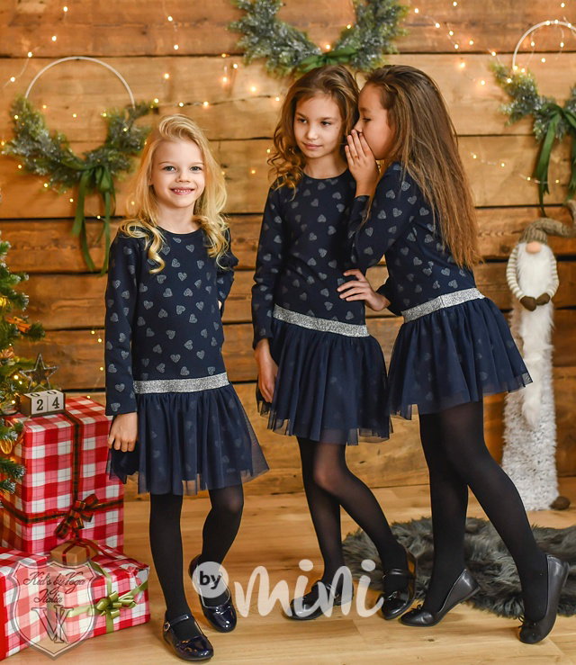 Royal blue dress/silver hearts by Voga