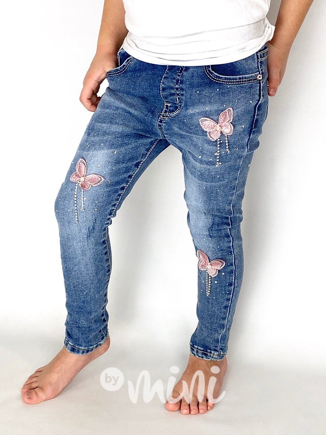 Stretch  blue jeans jegginy s kamínky