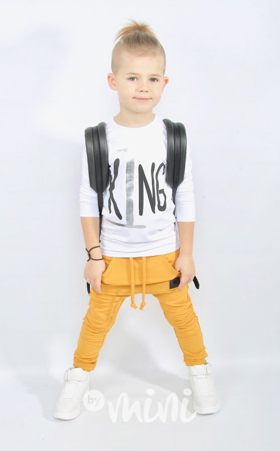 Biker slim baggy s prošitím - mustard
