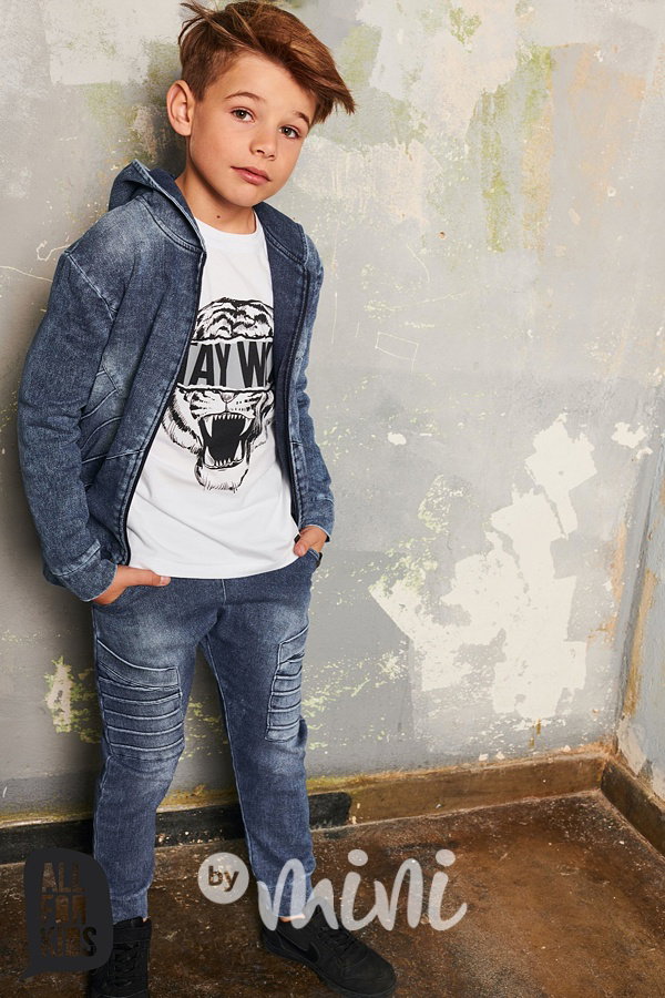 Baggy s prošitím - ice blue denim
