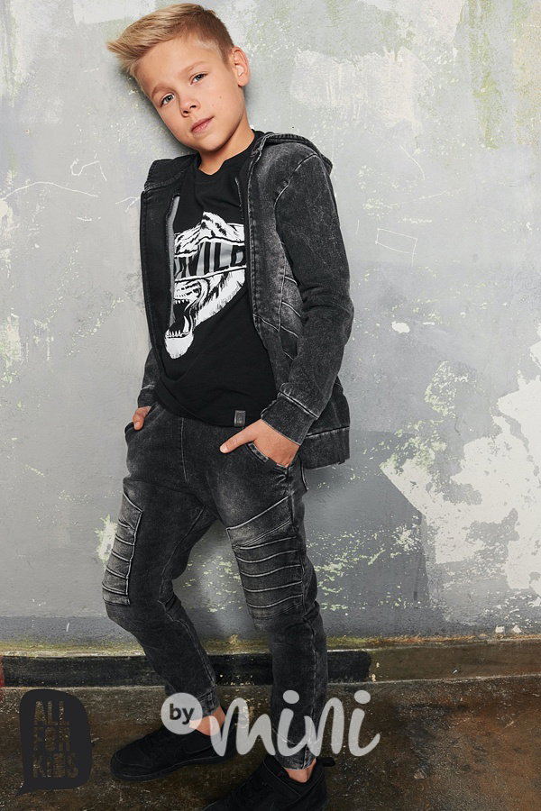 Baggy s prošitím - ice black denim