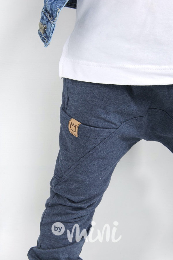 Blue melange baggy s nášivkou