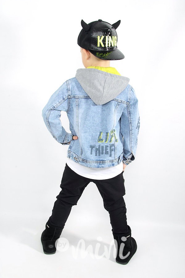 Jeans bunda s kapucí - blue