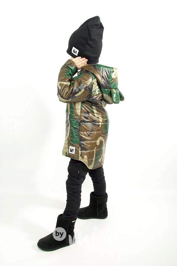 Jarní prošívaná long bunda - army