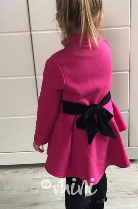 Vyteplený kabátek na zavazování malinový