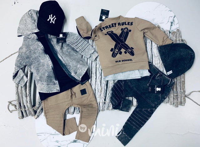 Biker slim baggy s prošitím - cappuccino