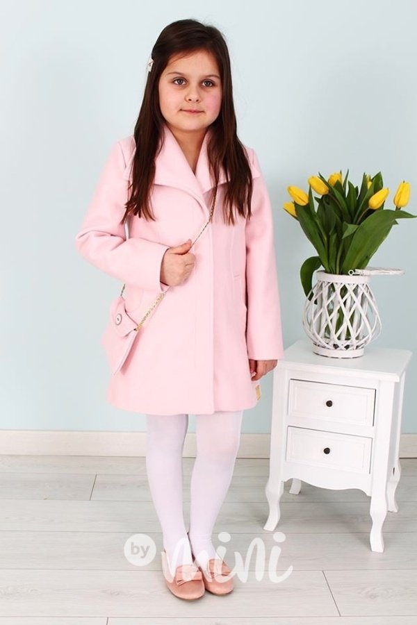 Světle růžový dívčí dětský podzimní flaušový kabátek