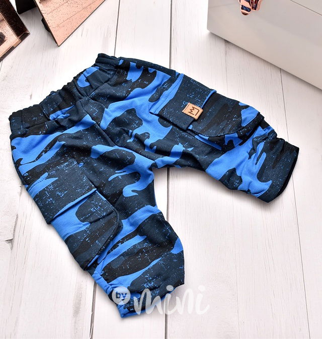 Blue army shorts baggy kapsáče