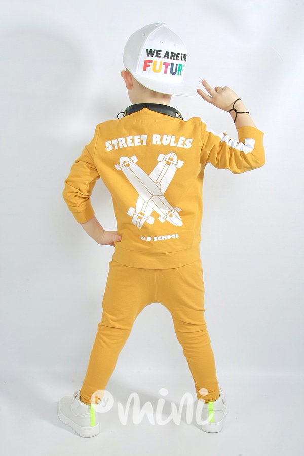 Biker slim baggy s prošitím - mustard