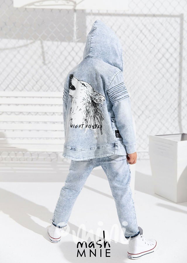 Chlapecká mikina s vlkem jeans 