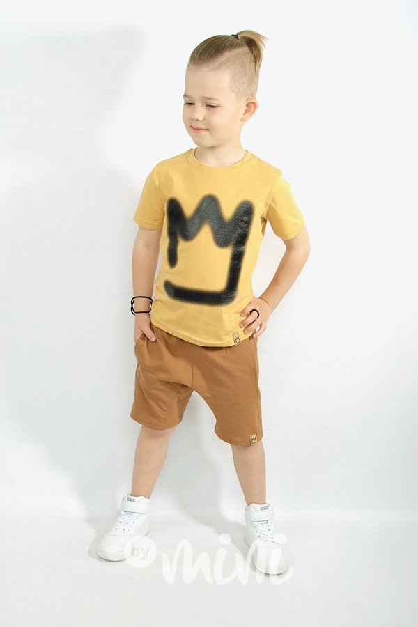 Graffiti logo triko - mustard