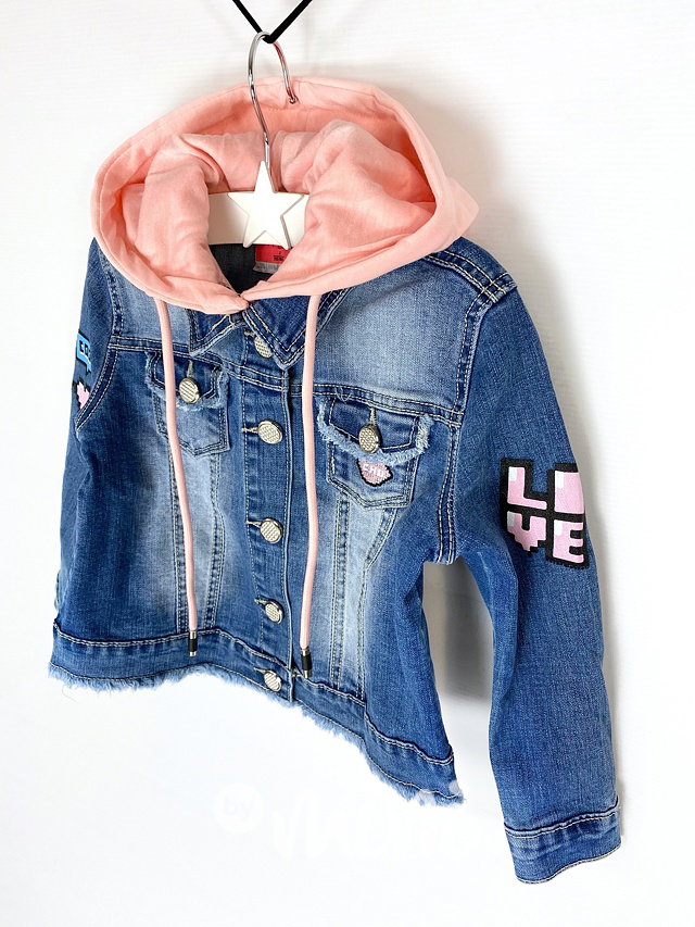 Jeans hoodie bunda s kapucí