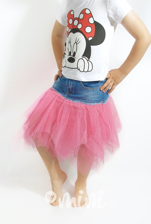 Tylová jeans sukně - dark pink