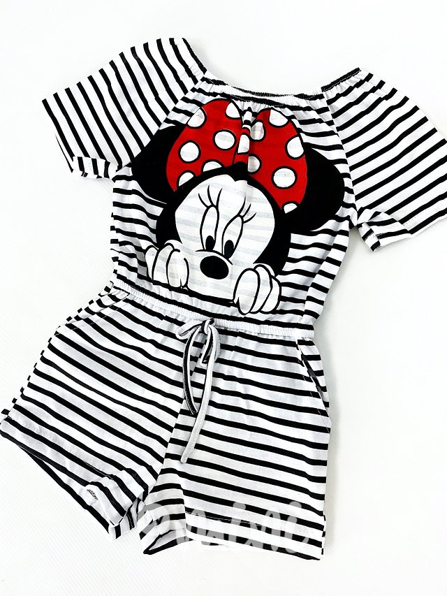 Minnie letní overal - pruhovaný black/white