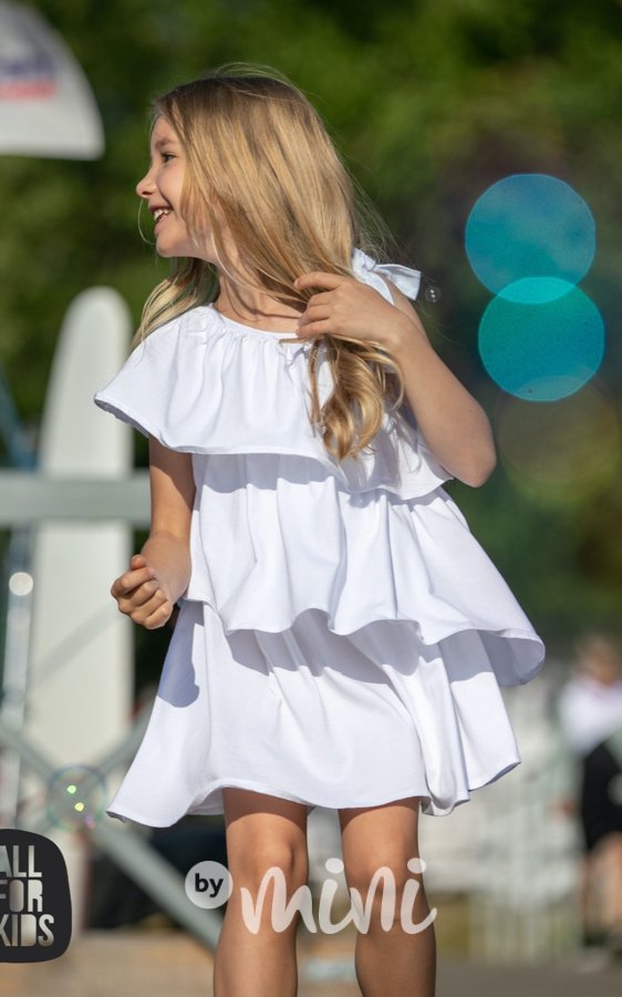 Boho frill letní šaty - bílé