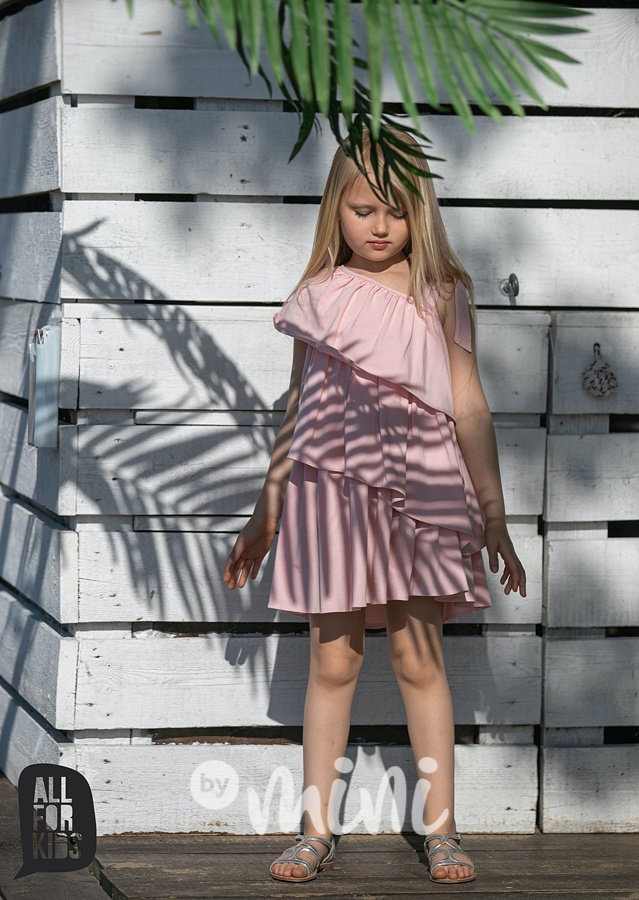 Boho frill letní šaty - růžové