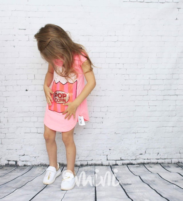 Popcorn dress pink Skladem ByMini.cz