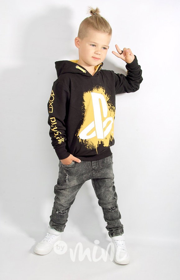 Playstation mikina - black/mustard
