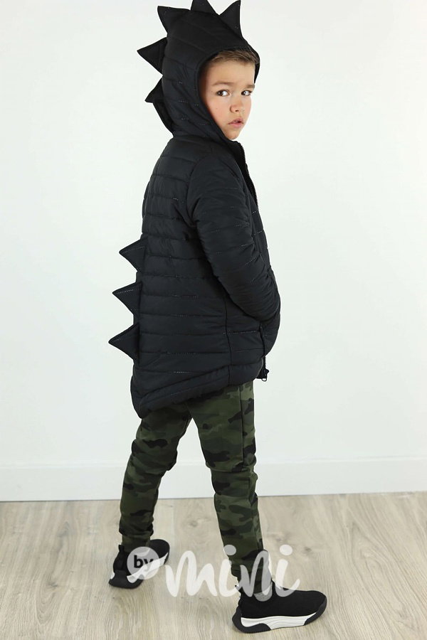 DINO fleece long bunda - černá