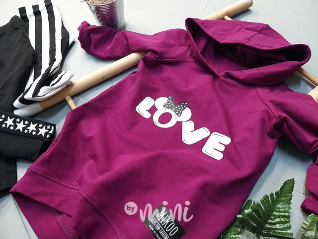 LOVE hoodie tunika - Blackberry