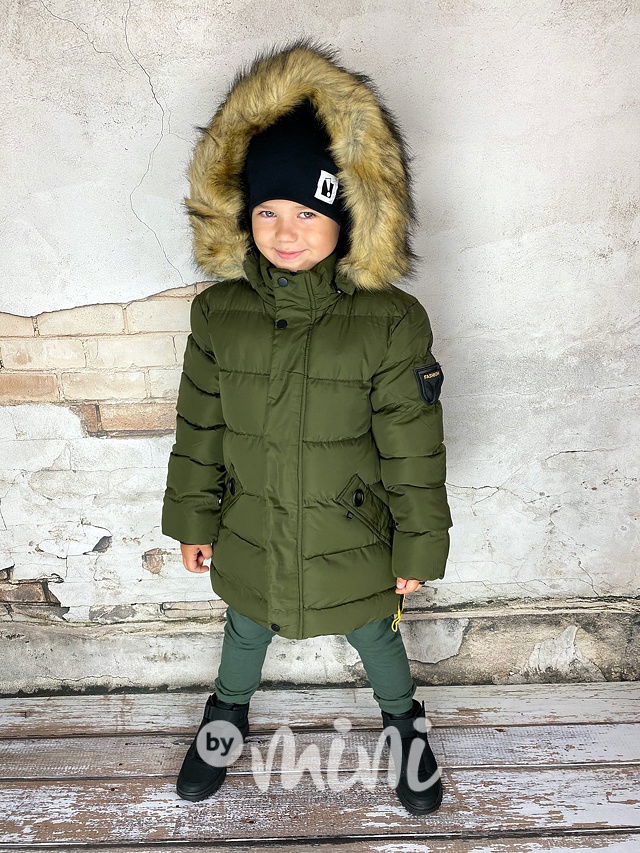 Khaki chlapecký zimní kabát