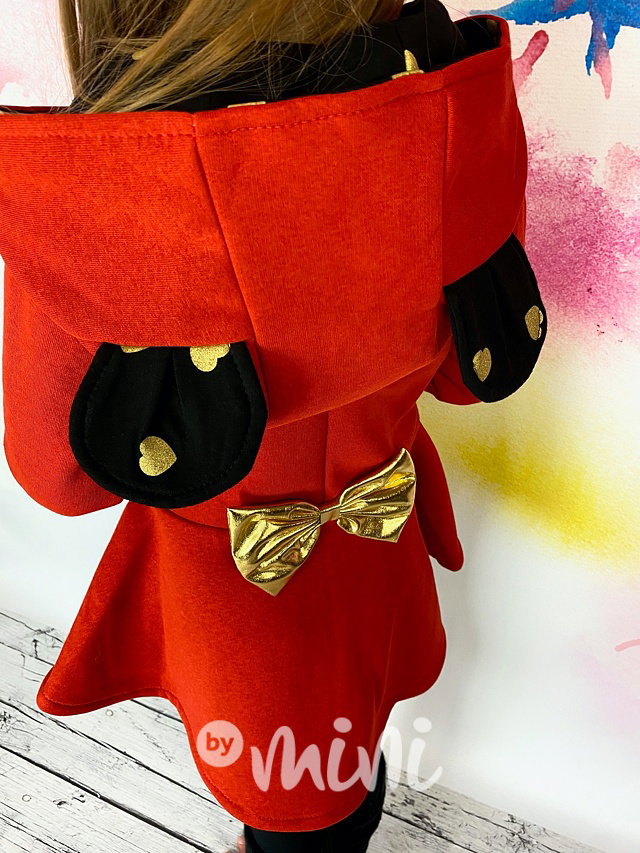 Gold Mickey fleece mikčokabátek - červený