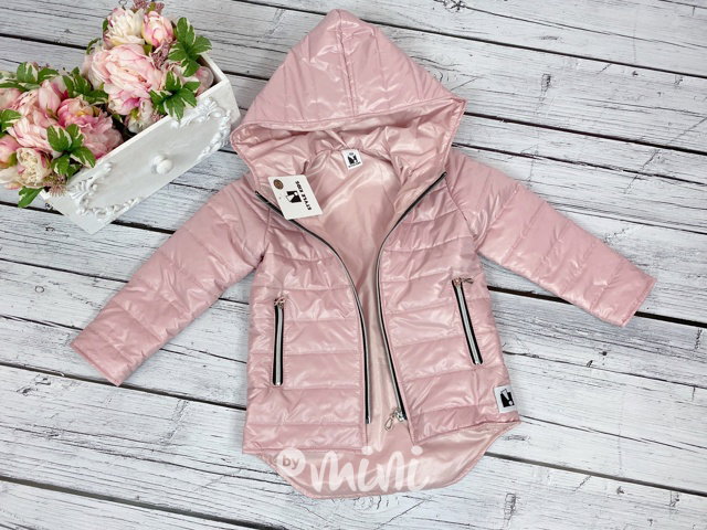 Jarní prošívaná long bunda - pudrová