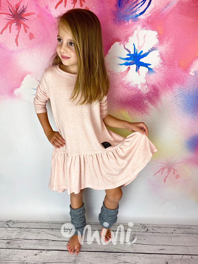 Svetříkové oversize šaty pink melange