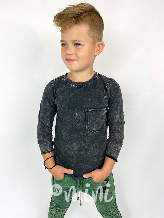 Acid wash longsleeve chlapecká blůzka black