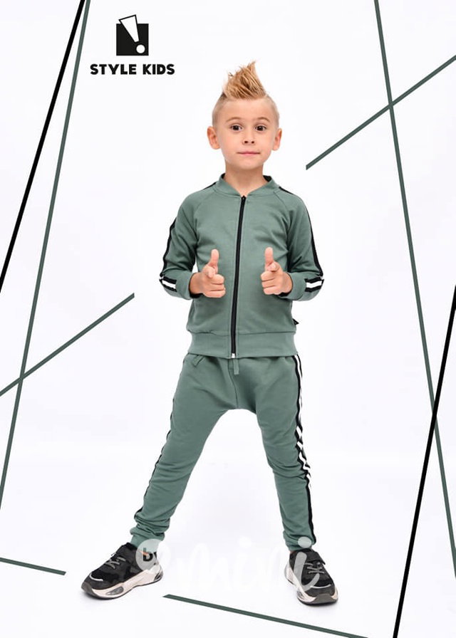 Super synek lampas set pastel khaki - mikina + baggy