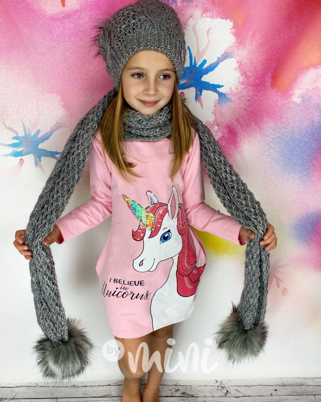Unicorn tunikomikča s flitry - pink