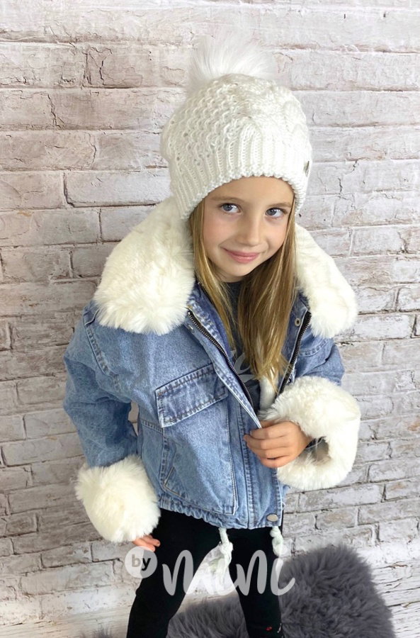 Oversize jeans bunda s kožíškem