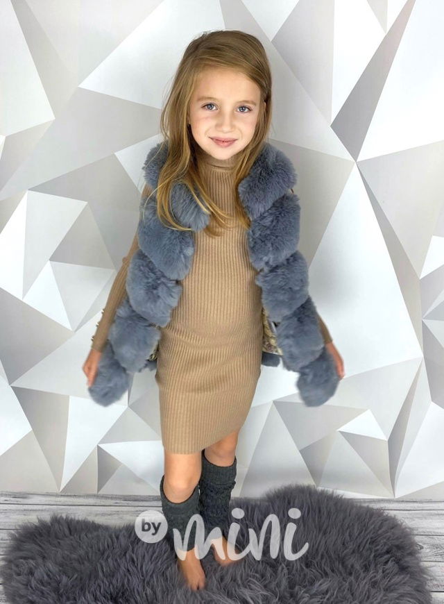 Chlupatá vesta s podšívkou - šedá