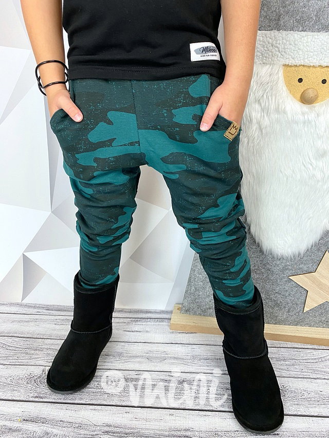 Zateplené smaragd army tepláčky BASIC