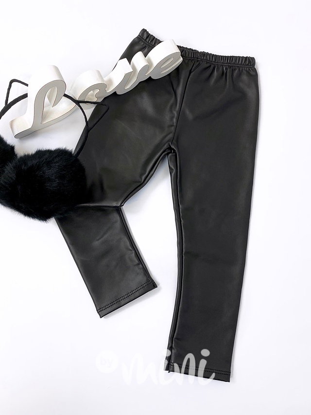 Oteplené ECO Leather legíny - černé