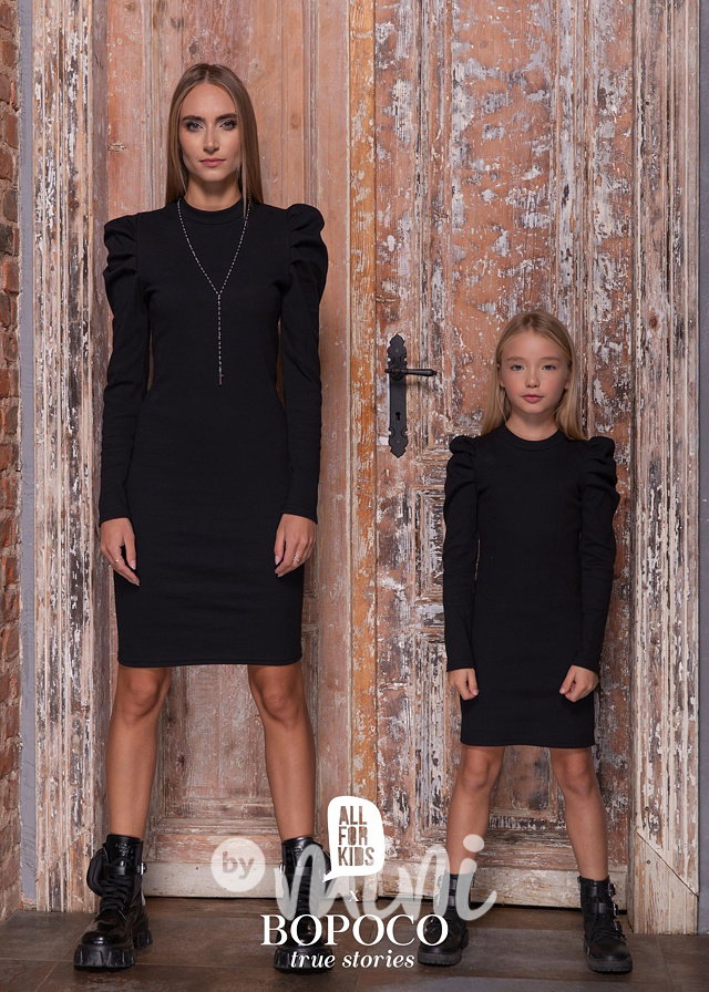 Žebrované slim stretch šaty - černé #MiniMe