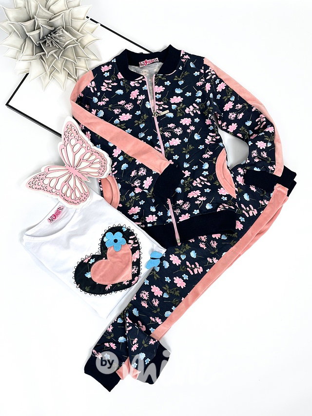 3pcs Flower/Pink oteplená souprava