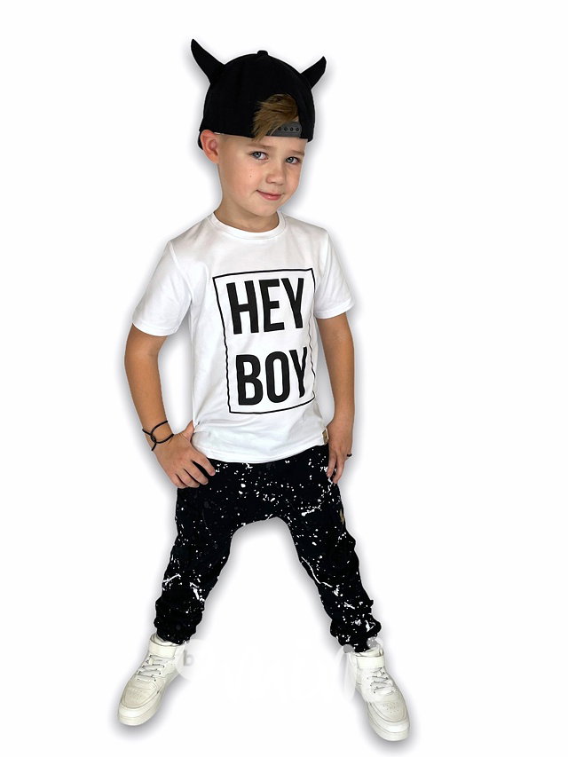 HEY boy triko white/black