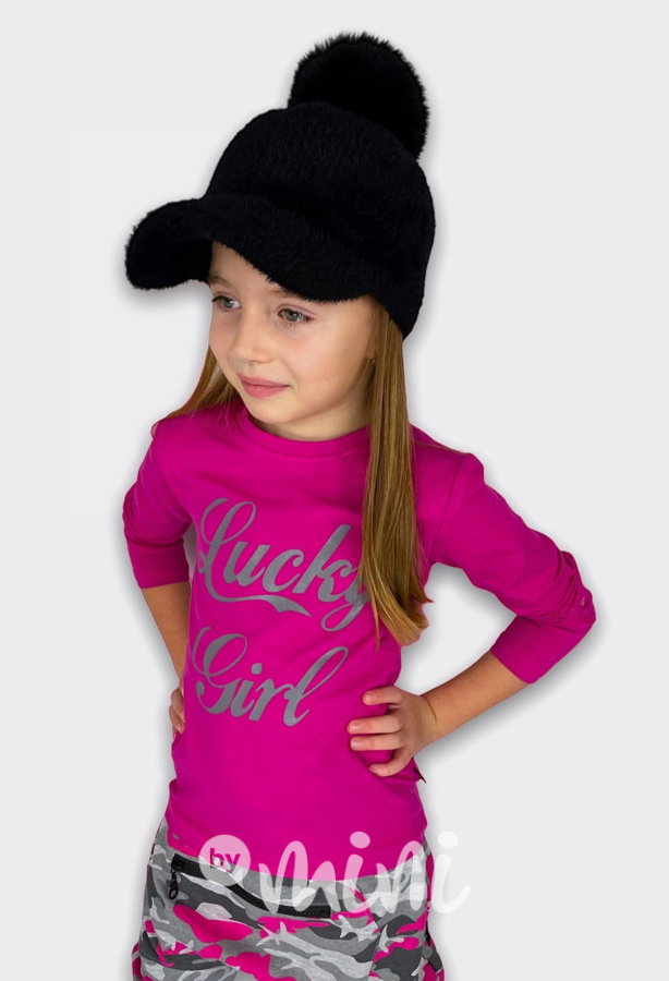 Lucky girl longsleeve dívčí triko - malinové