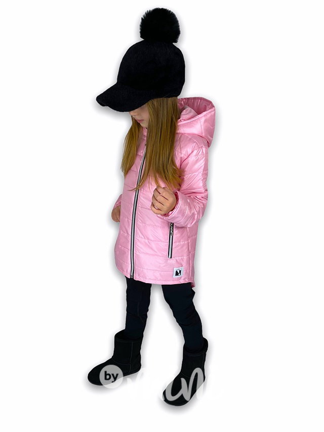 Jarní prošívaná long bunda - candy pink