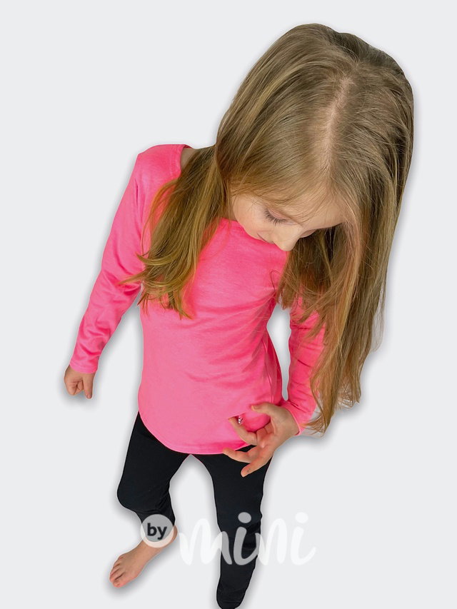 Neon pink longsleeve blůzka s mašličkou